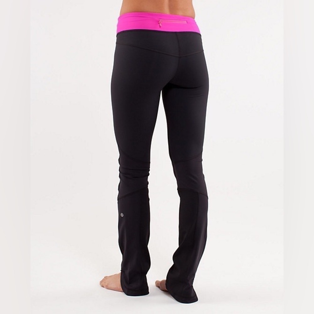Lululemon Athletica Black and Pink Leggings Sleek Stretchy Design